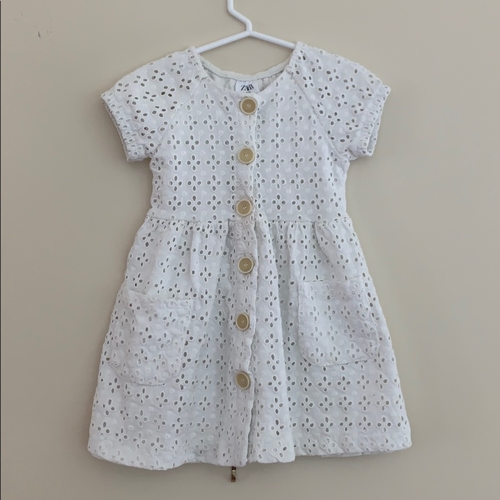 Zara White Swiss Eyelet Dress 5T